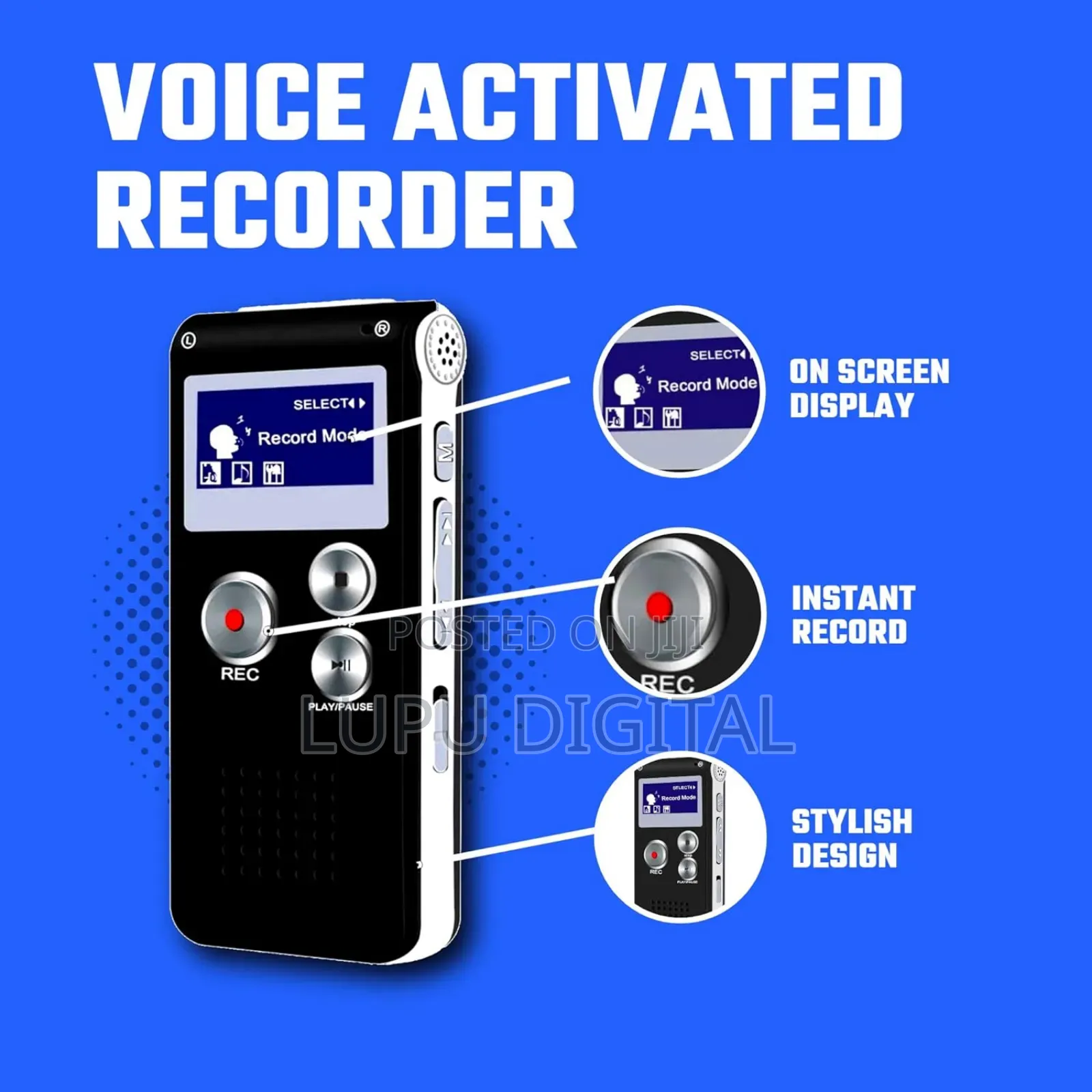 8gb Digital Voice Activated Recorder With Playback Portable