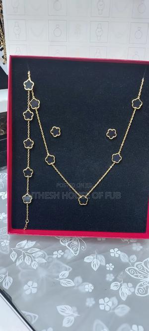 Black Clover 5 Flower Choker Necklace, Waterproof