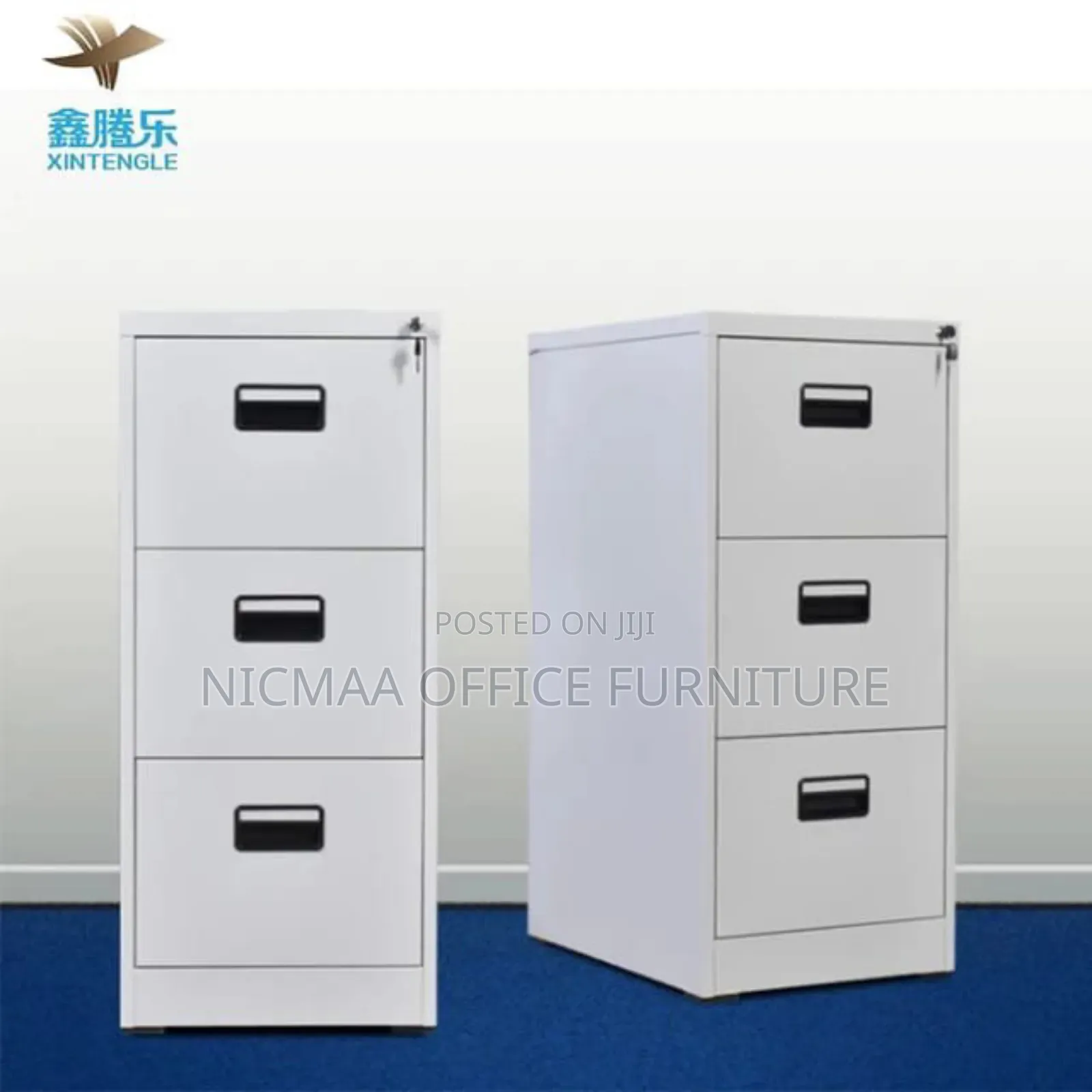 Steel Vertical Lockable 3-Drawer Cabinet With Handle