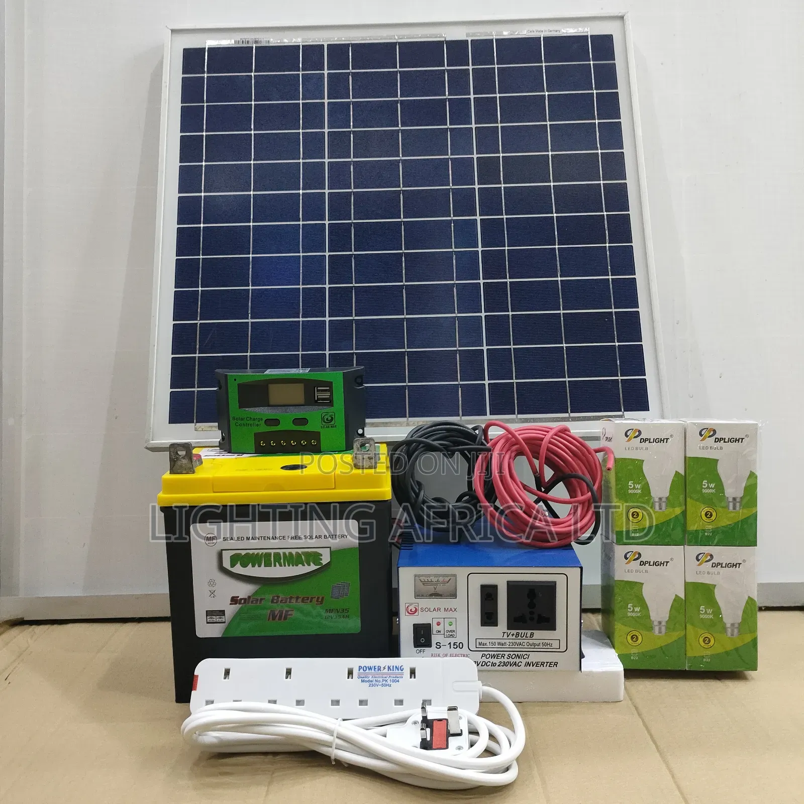Sun Power 100w Lighting Africa Special Home Kit + 35ah Mf Battery
