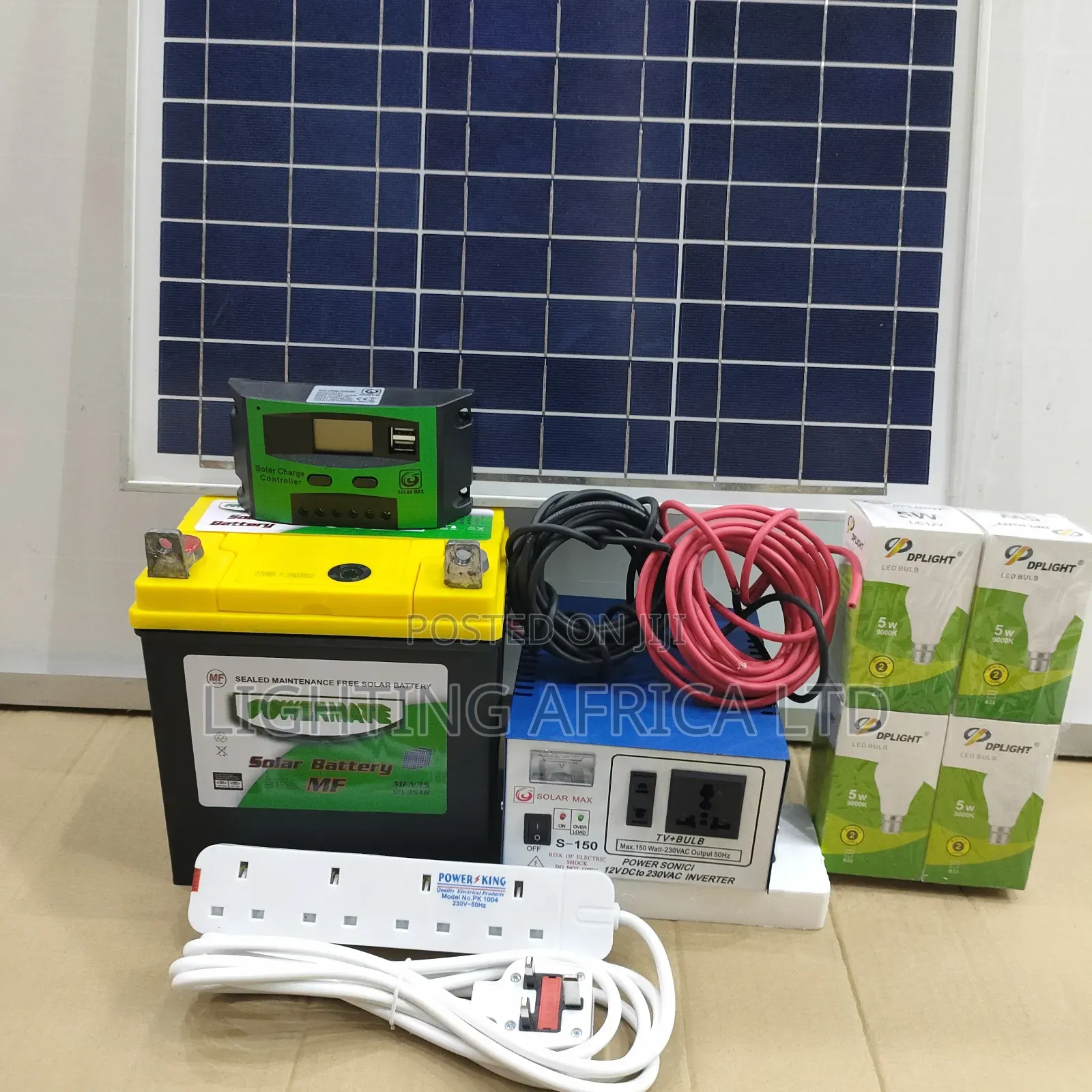 Sun Power 100w Lighting Africa Special Home Kit + 35ah Mf Battery