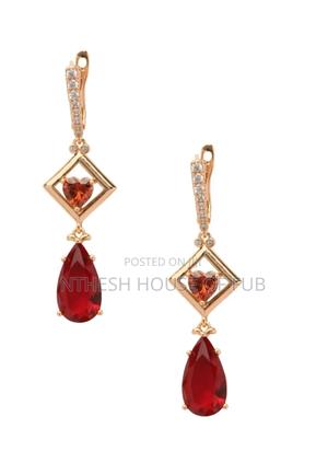 Ruby Red Fancy Drop Loop Earings - main view