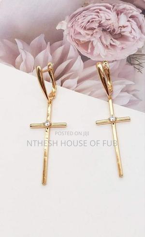 Cross Drop Loop Earings - main view