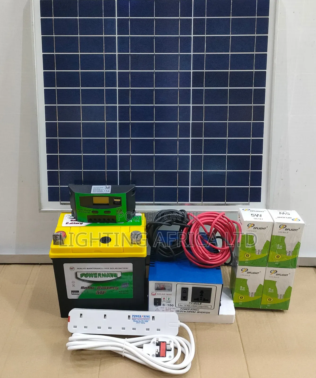 100 Watts Home Lighting Kit + 50ah Mf Battery