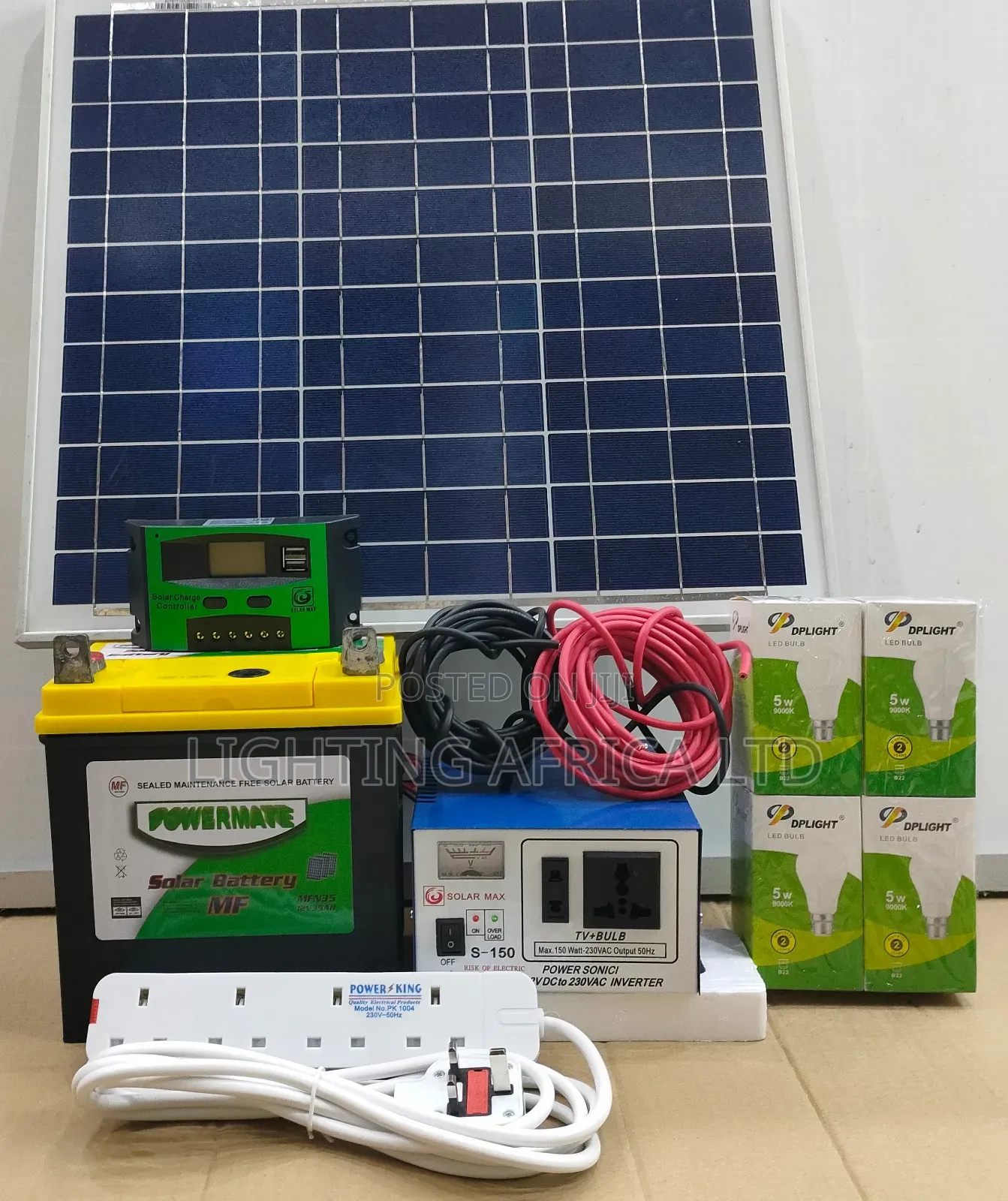 100 Watts Home Lighting Kit + 50ah Mf Battery