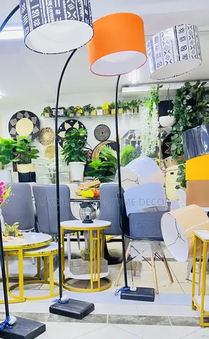Curved Floor Lamps With Lampshades in Different Colors