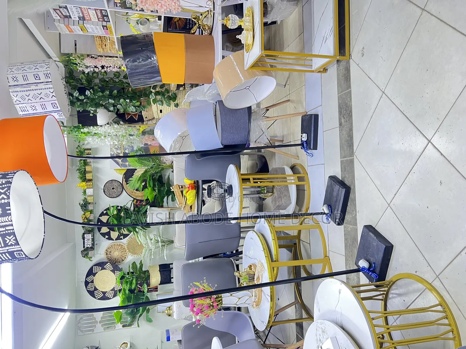 Curved Floor Lamps With Lampshades in Different Colors