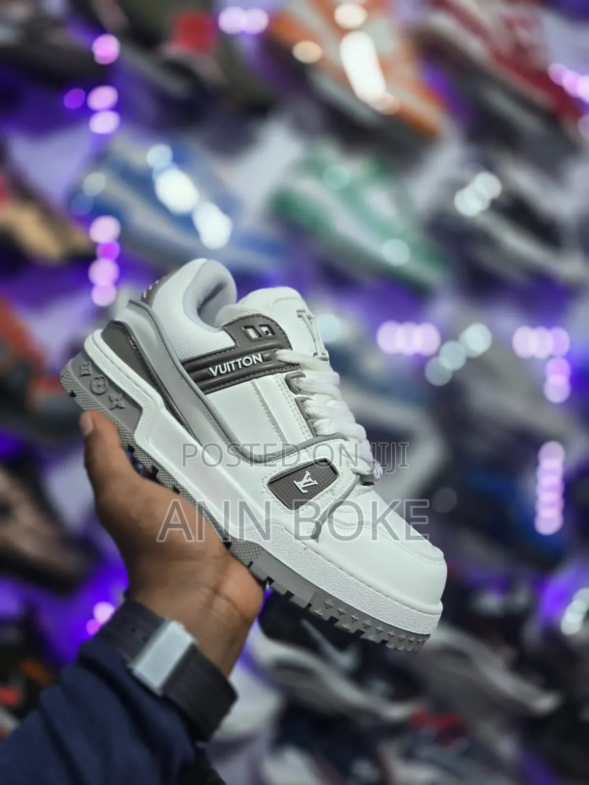 Lv Trainer Maxi Cream White Grey Sizes.