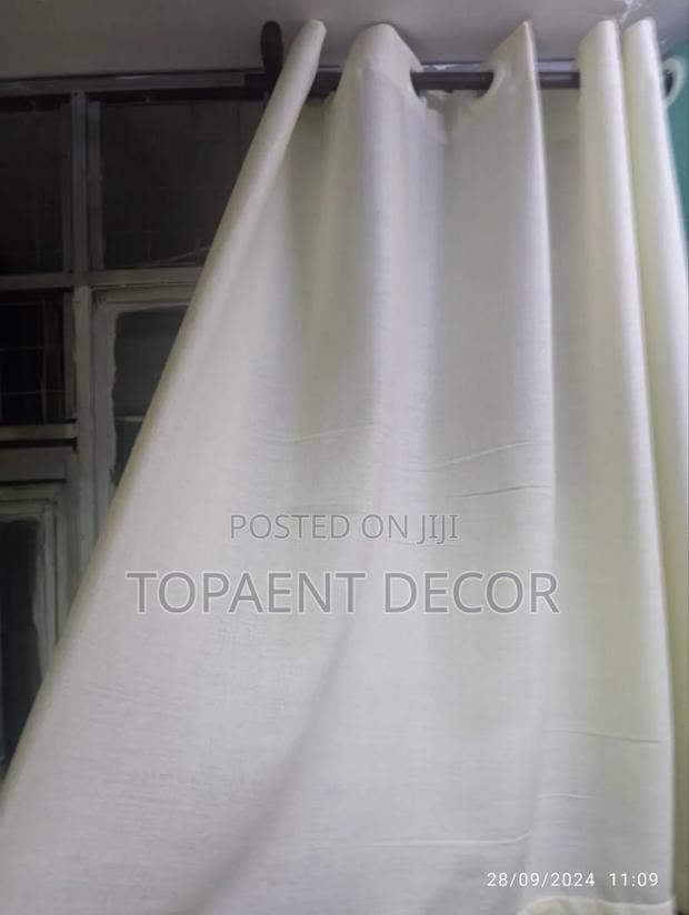 Cream Elegant Soft Plain Door and Window Curtains - main view