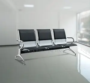 Office Bench:3-Link Durable Metallic Guest Lobby Bench