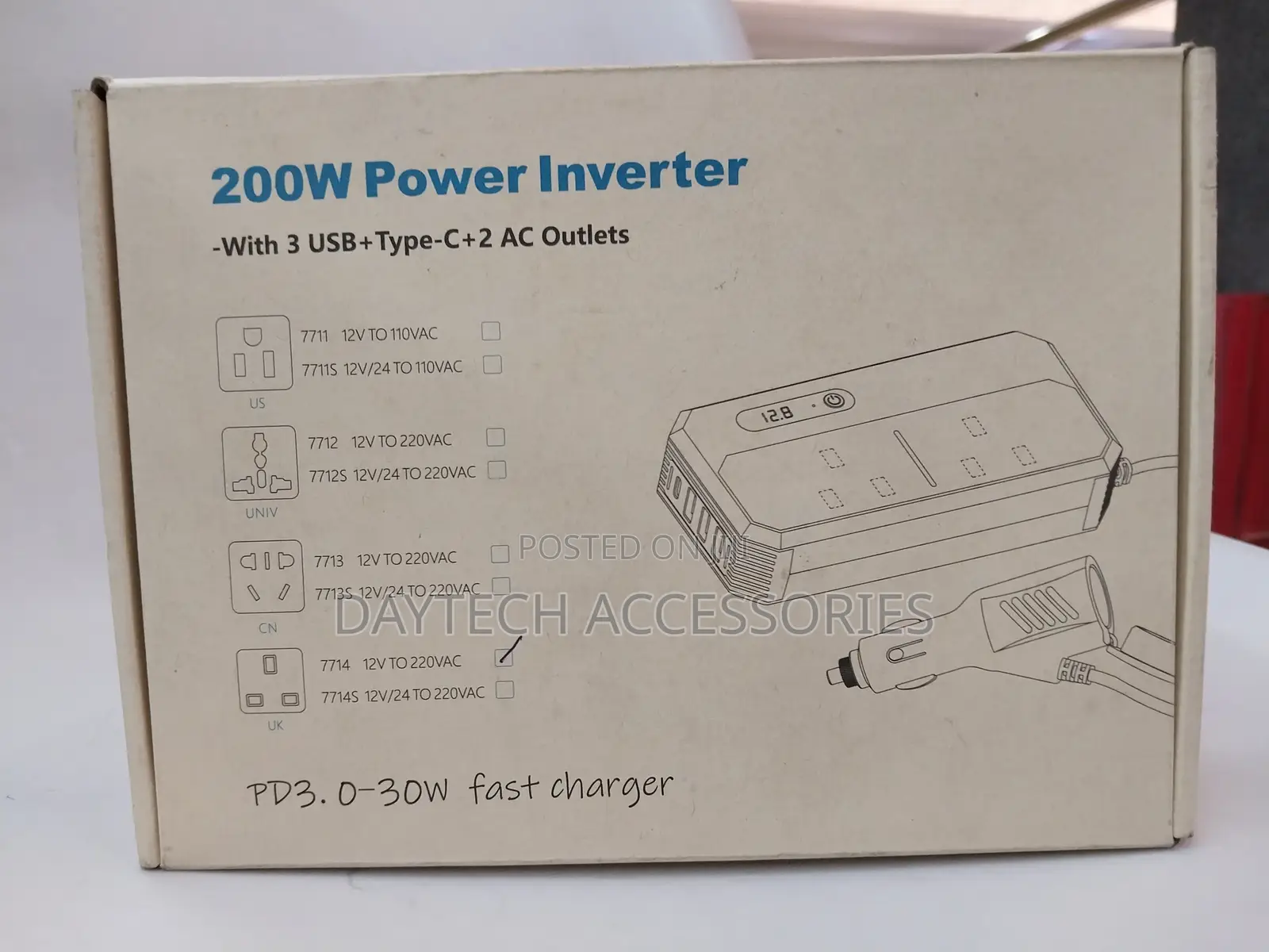 200w Dc 12v to 10v Car Inverter 4 Usb Ports Charger Adapter