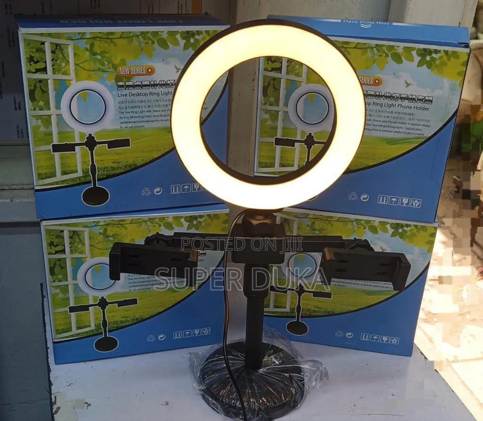 Live Desktop Ring Light Phone Holder and Stand