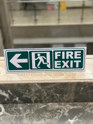 Fire Exit Sign – Slim Left Arrow Format For Tight Spaces