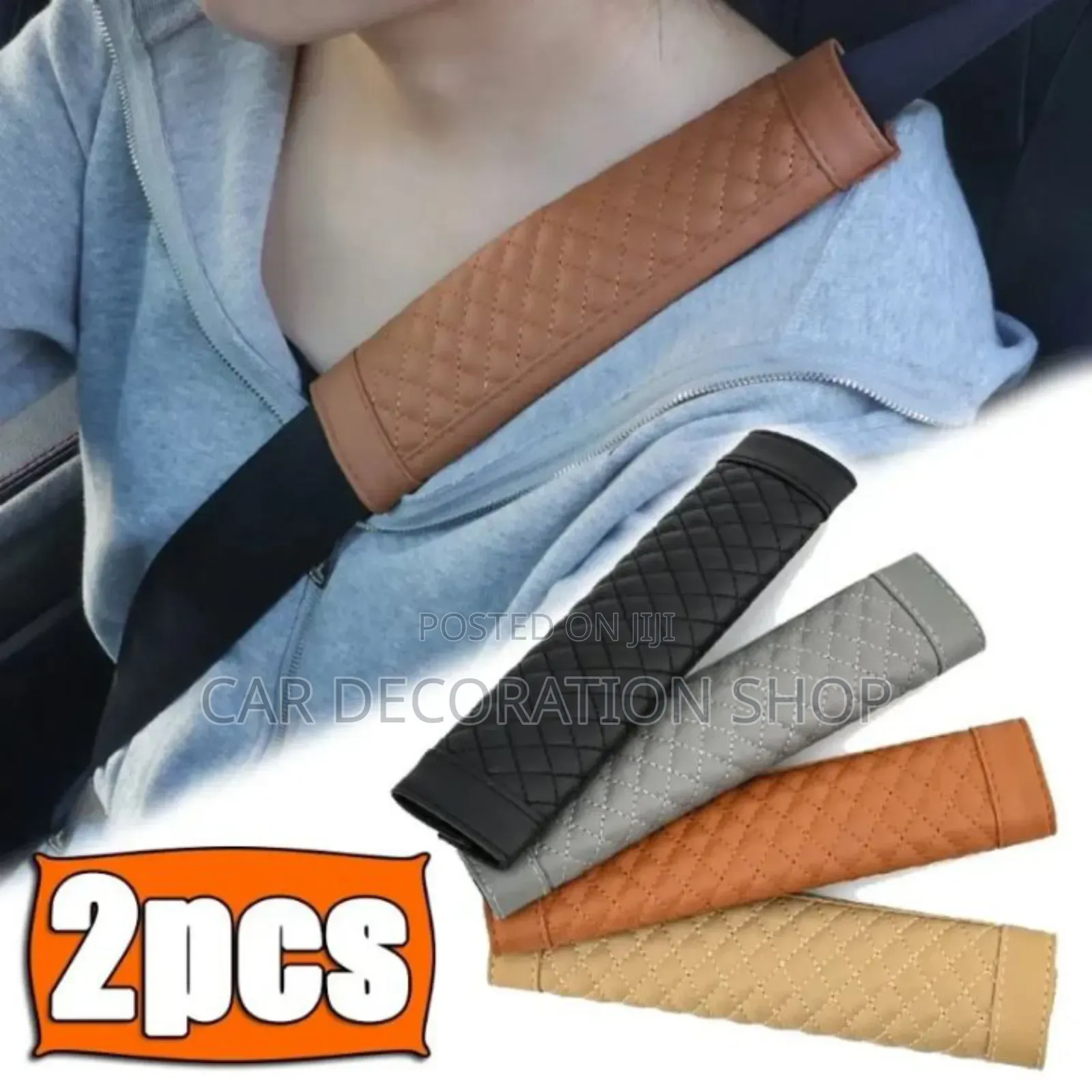 2pc Leather Seat Belt Cushion Soft Shoulder Protector Pad