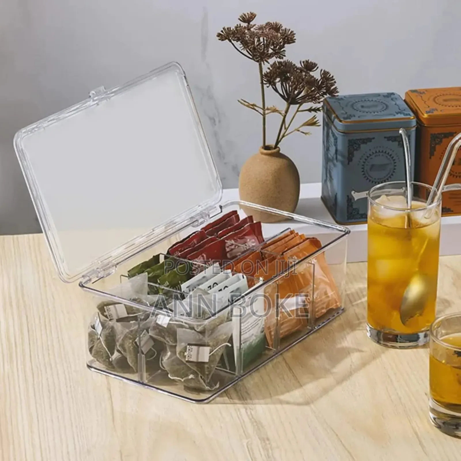 Acrylic Tea Bag Organizer With Lid,