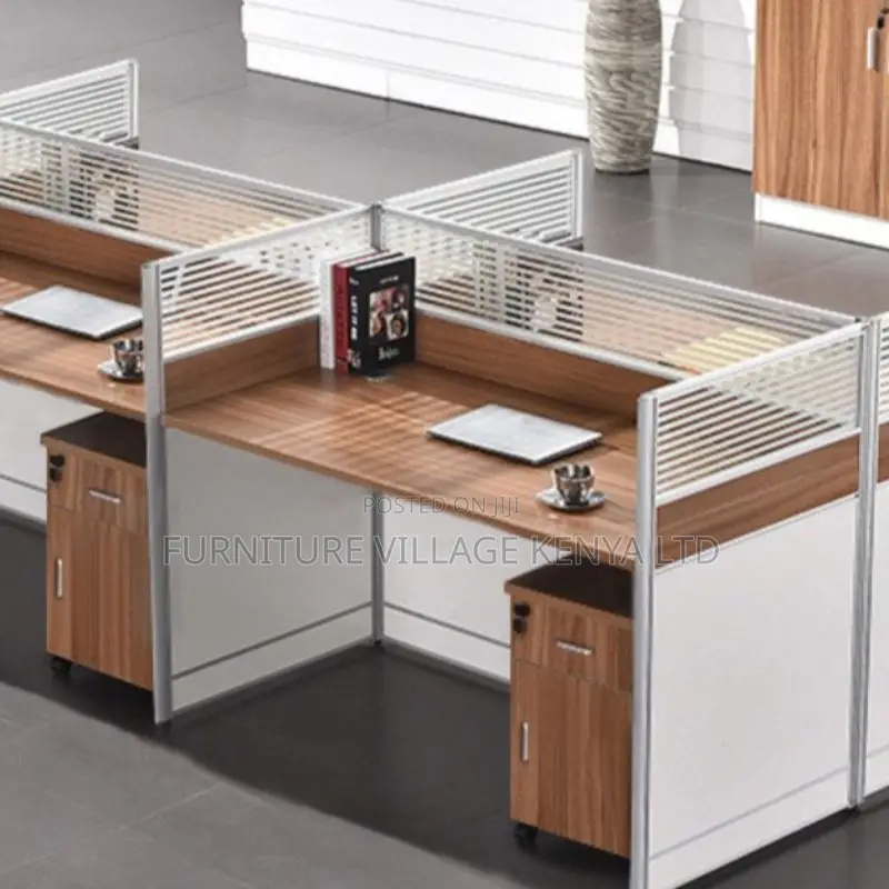 Workstations: Four-Person Shared Wood Frame Workstation