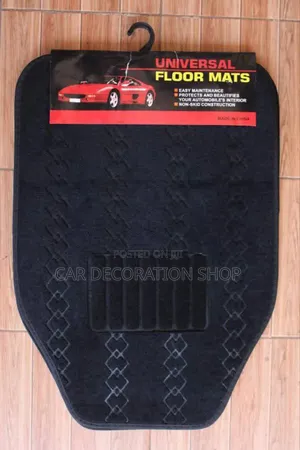 5pc Antiskid Black Woolen Mat With Unique Pattern