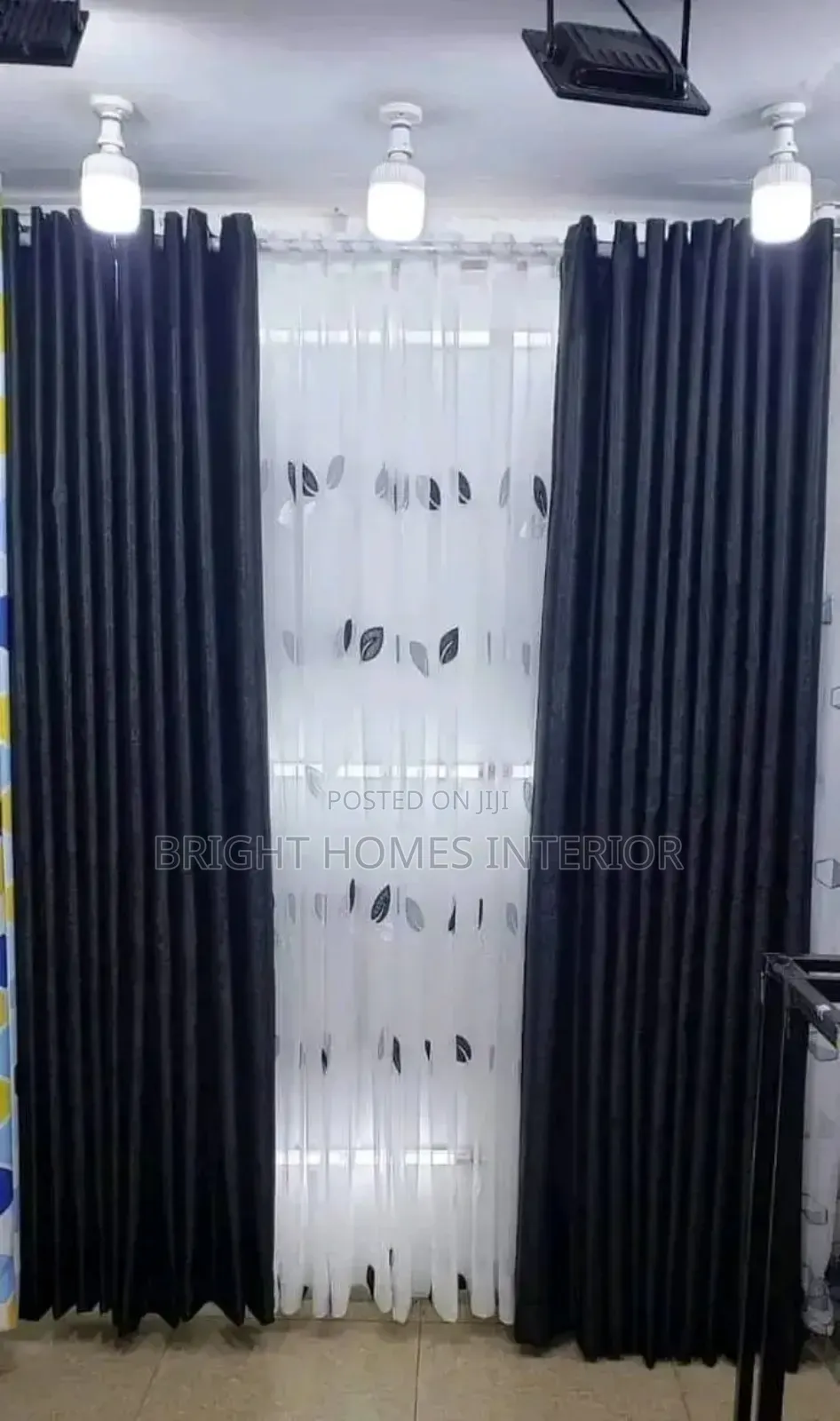 Navy Blue Curtain Stitched Ready Curtain Available
