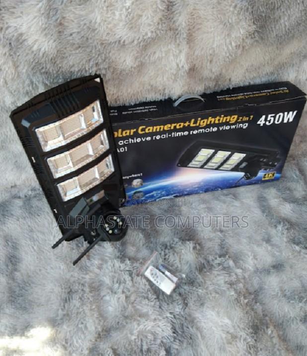 450watts All-in-One Solar Streetlight 4g PTZ Ai 5mp Camera