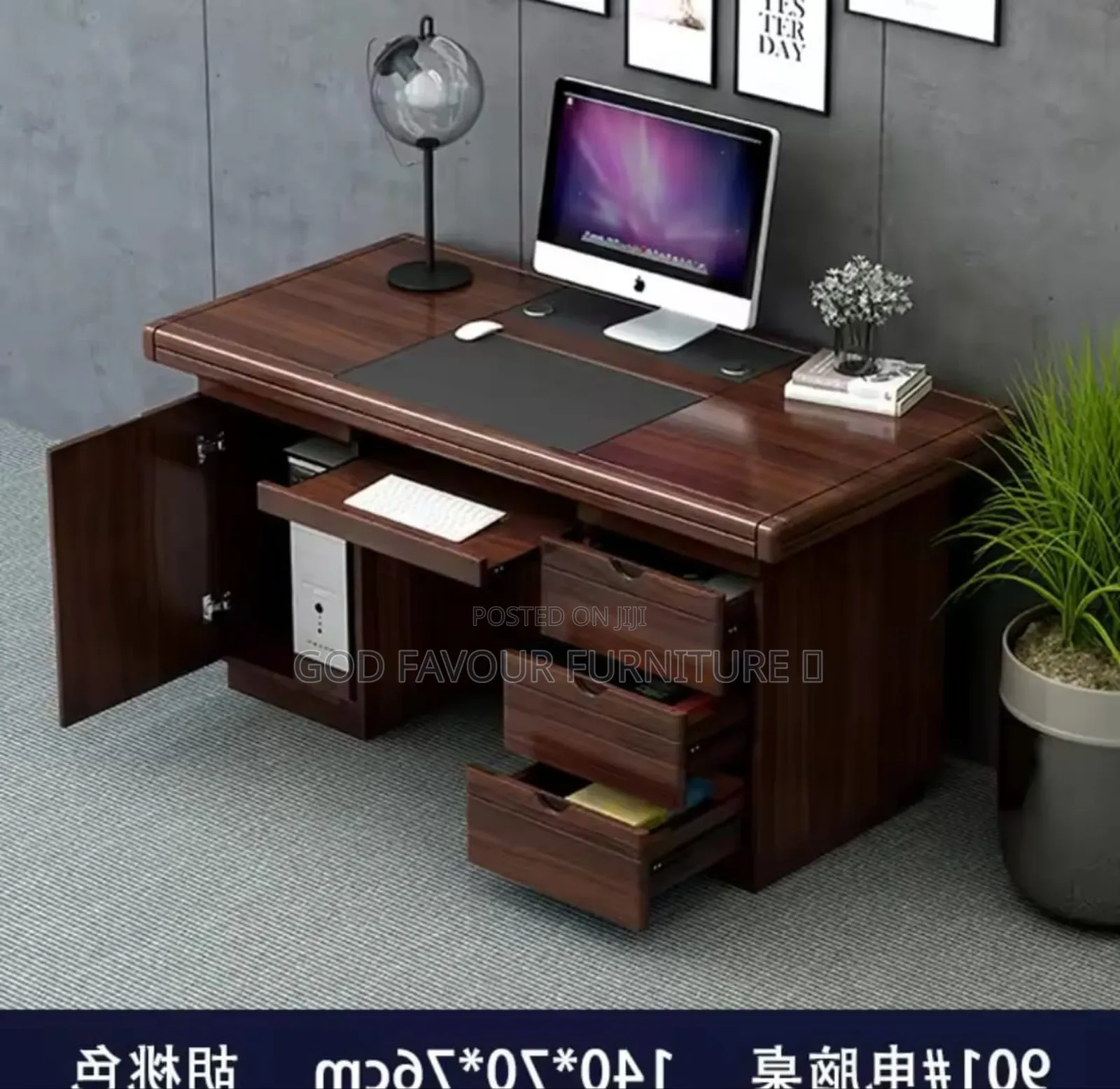 Brown 1.2m Executive Office Desk With Drawers Ed9kp
