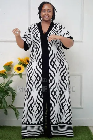 Black -white Stripped Maxi Dress/Dera/Kaftans