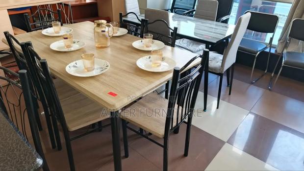 Six Seater Wooden Top Meals Table