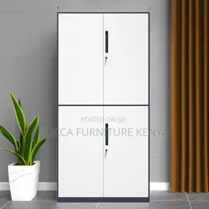 Cabinets: Casual Style Gray-white Storage 4 Door Cabinet
