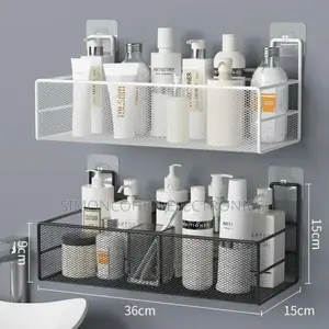 Large Mesh Bathroom Rack With Self Adhesive Stickers
