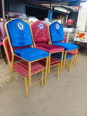 Mix of Maroon and Blue Church Chairs With Logo 