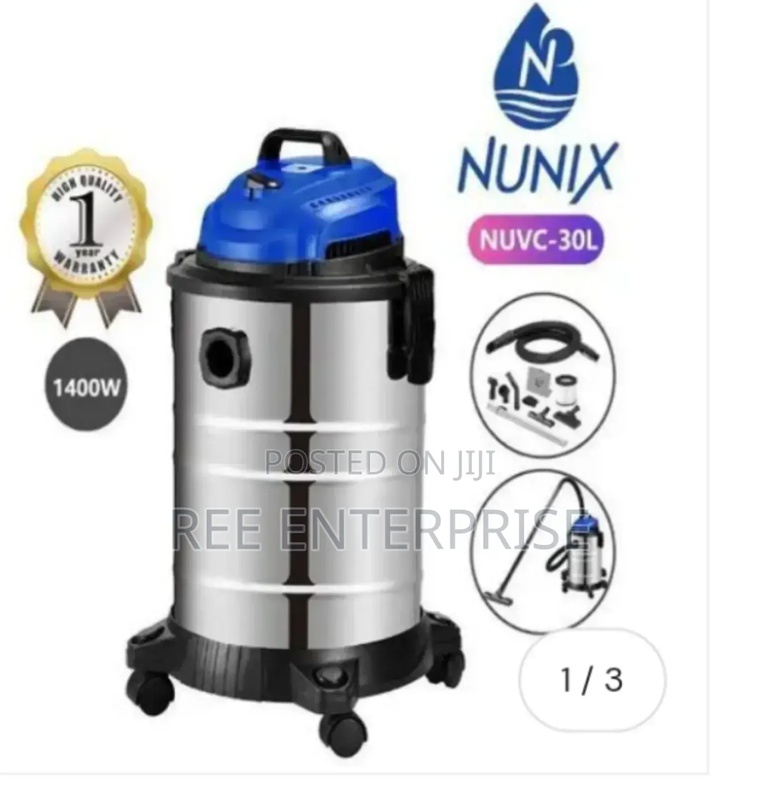 Durable 30 Litres Nunix Wet and Dry Vacuum Cleaner