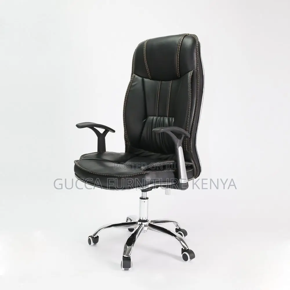 Office Chair: Clerical Leather Chair With Pp Plastic Hands