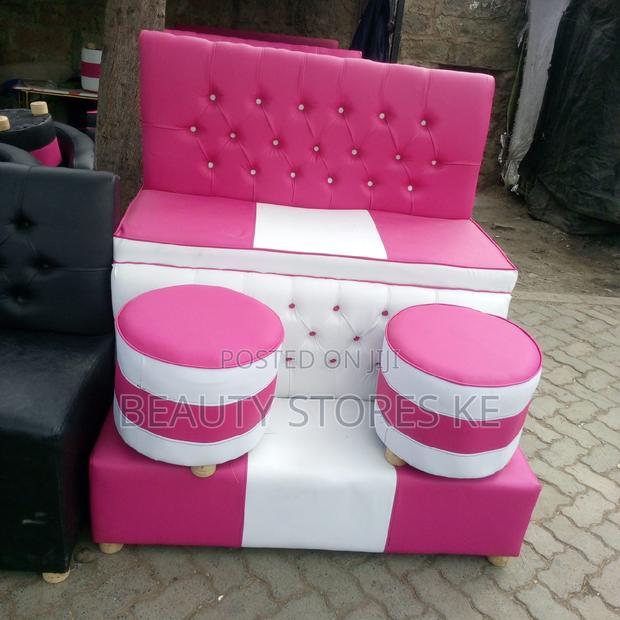 Salon Pedicure Bench White Pink