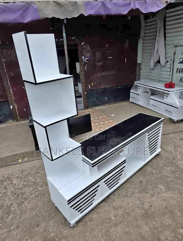 Black and White Tv Stand and Side Decor - main view