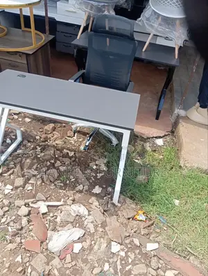 White Gray Metallic Wooden Table