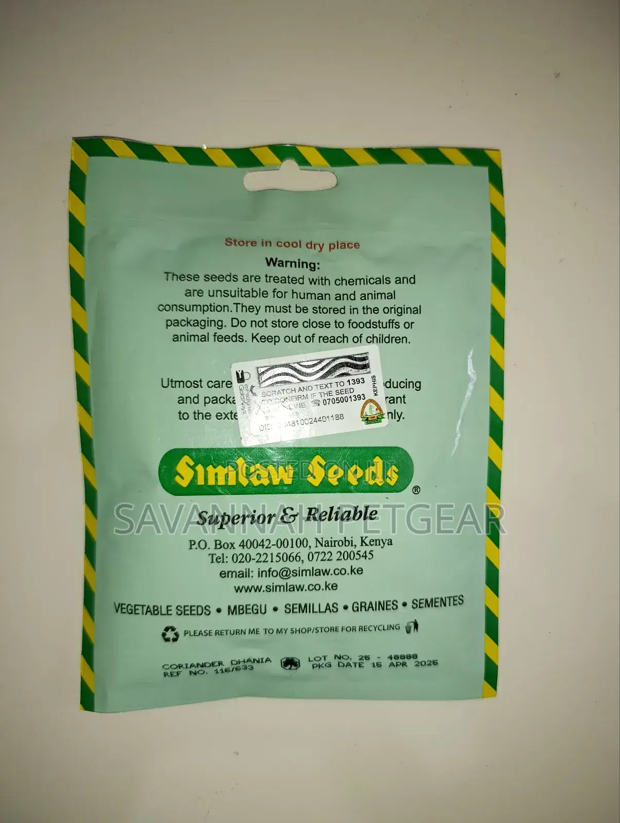 Simlaw Seeds Coriander (Dhania) - 25gm
