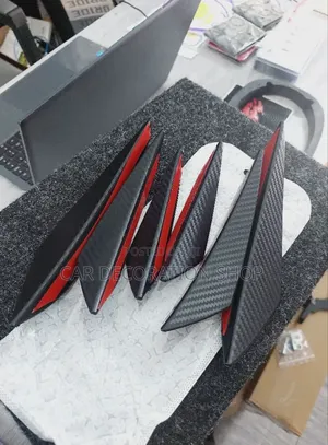 Carbon Finish Style 6pc Front Bumper Fins