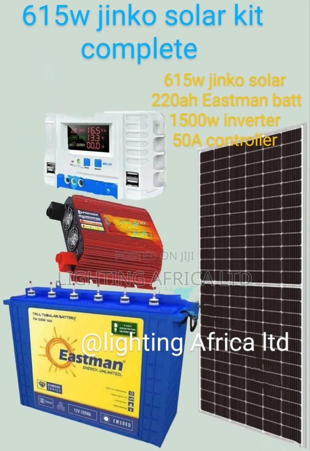 Off-Grid 615w Solar + 220ah Tubular Battery + 1500w Inverter Kit + 50a