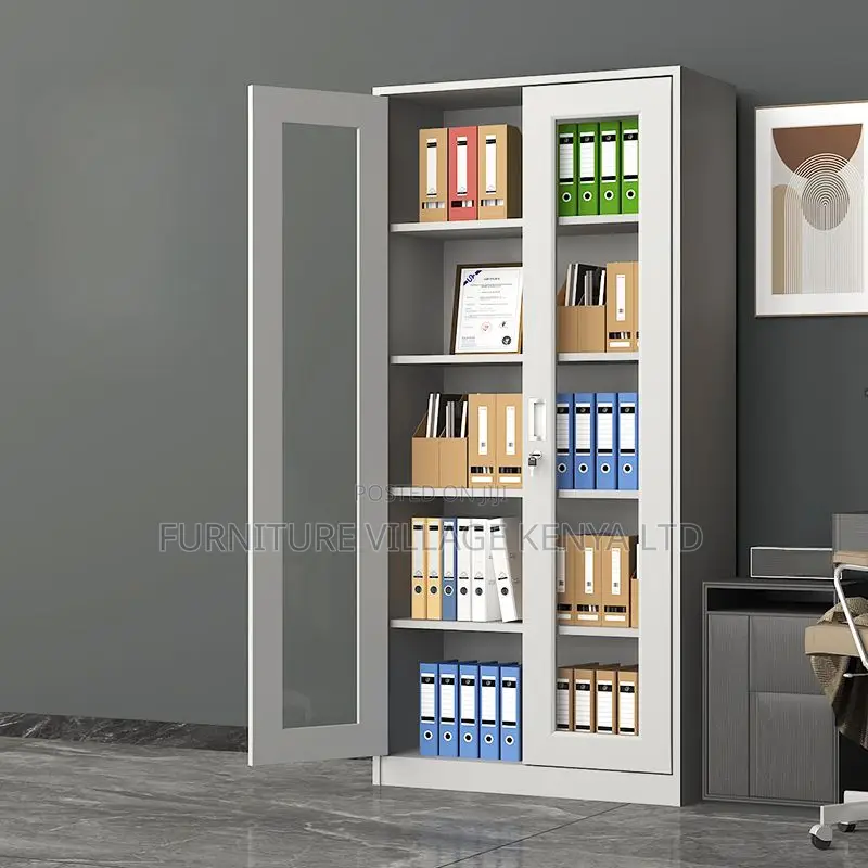 Cabinets: Sleek Rust-Resistant White 2-Door Display Cabinet