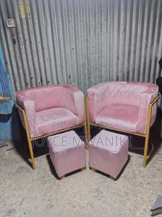 2 Pedicure Seats, 2 Stools, Baby Pink , - main view