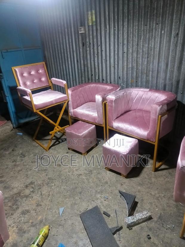 Makeup Seat and 2 Pedicure Seats Plus Stools - main view