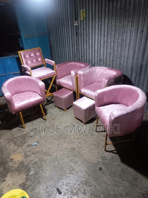 2 Manicure and 2 Pedicure Seats, Plus Makeup Seat, Pink 