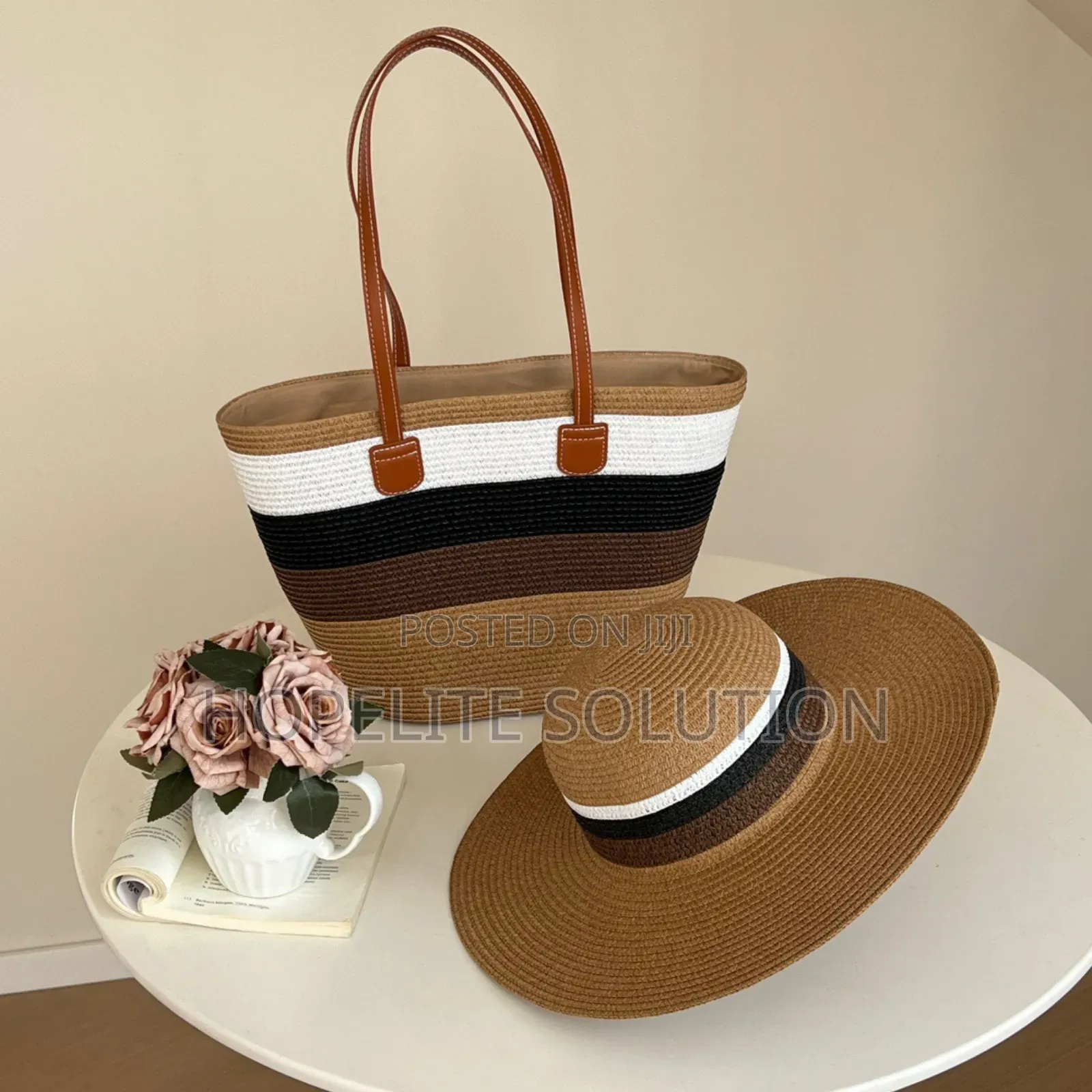 Summer Wooven Beach Bag and Hat