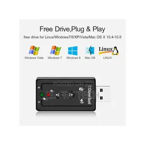 Headphone, Microphone, Usb 7.1 Sound Card, 3.5mm, Stereo
