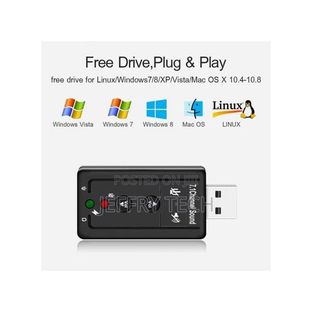Headphone, Microphone, Usb 7.1 Sound Card, 3.5mm, Stereo - thumbnail 3
