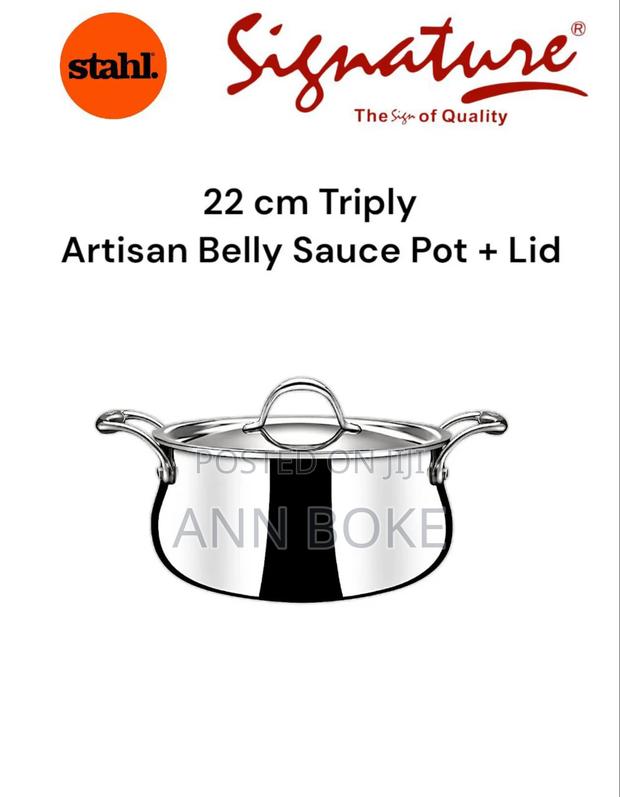 22 Cm Triply Artisan Belly Sauce Pot + Lid (Stahl)