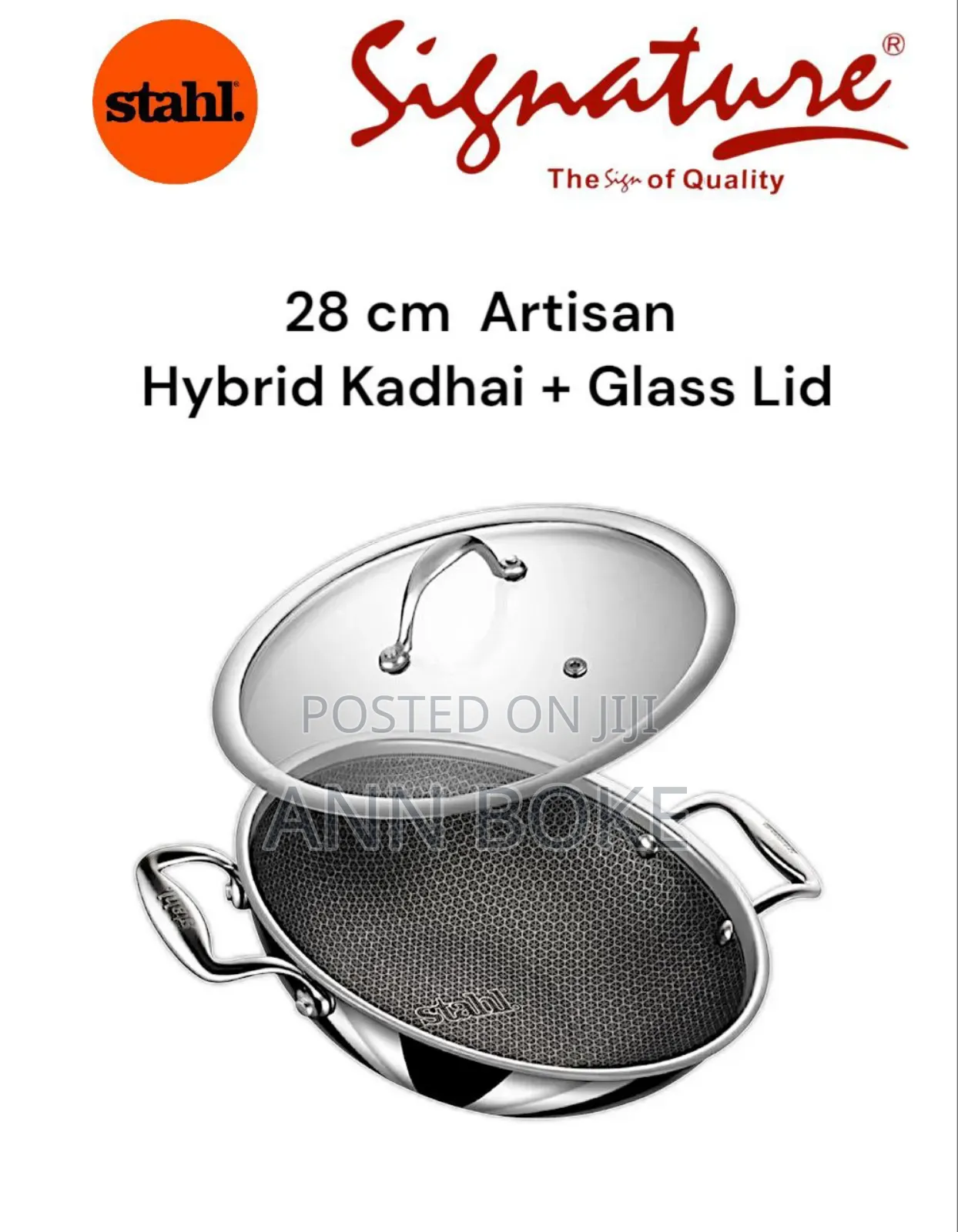 28 Cm Artisan Hybrid Kadhai + Glass Lid (Stahl) at