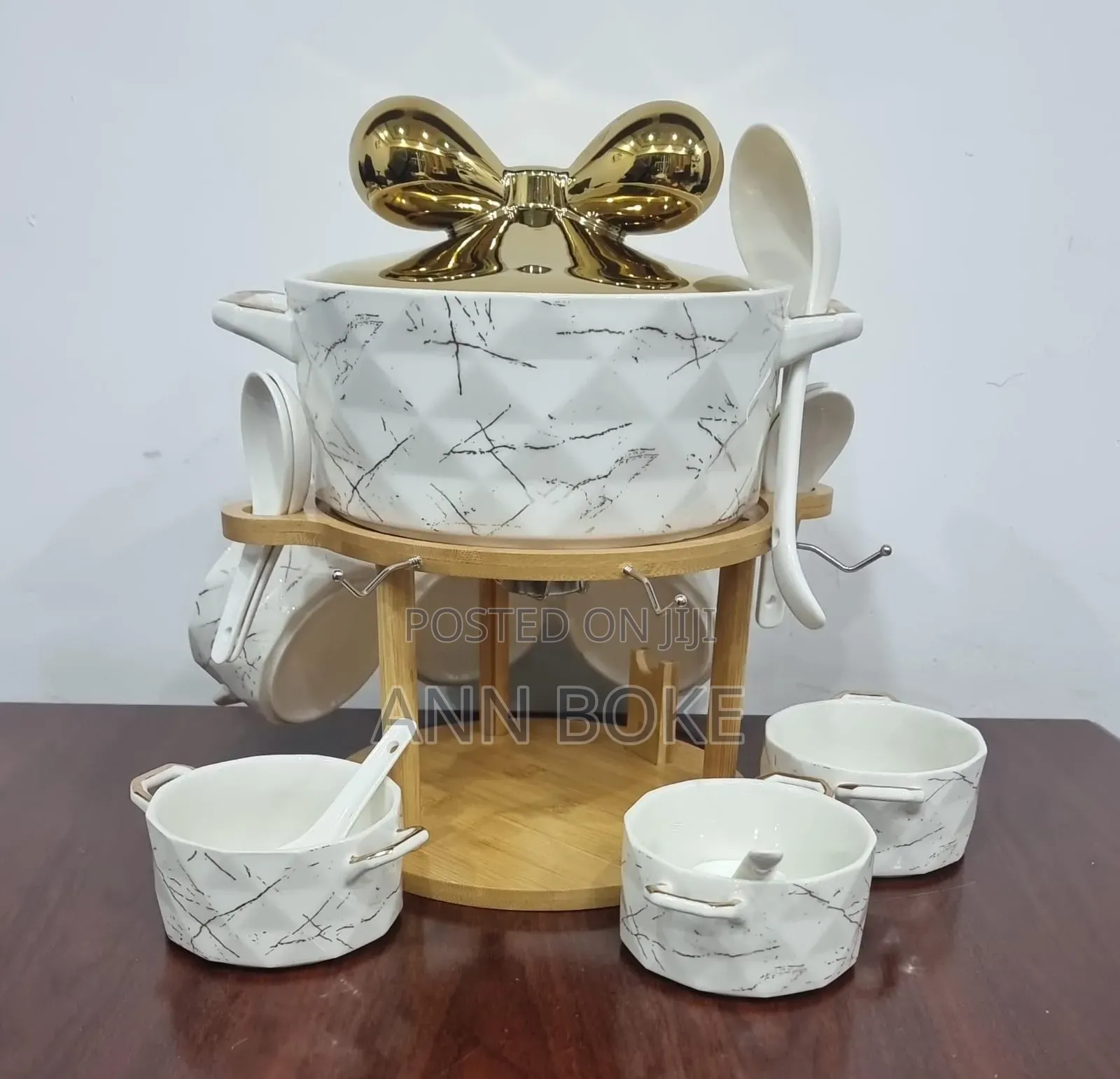 *Jc7572 Set of 6 Ceramic Marble-Like Soup