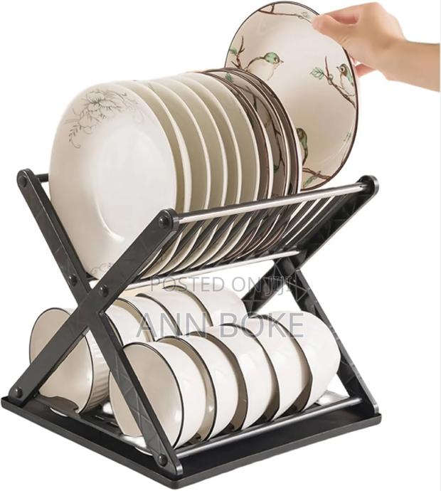 *X Folding Drain Rack - X Shape Foldable Dish Drainer - thumbnail 2