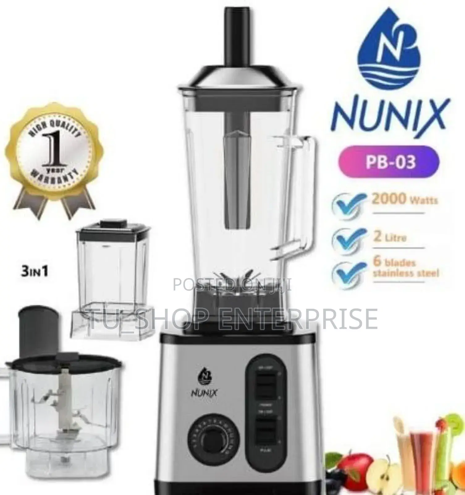 Commercial Blender#2000 Watts 3 in 1 Commercial Blender