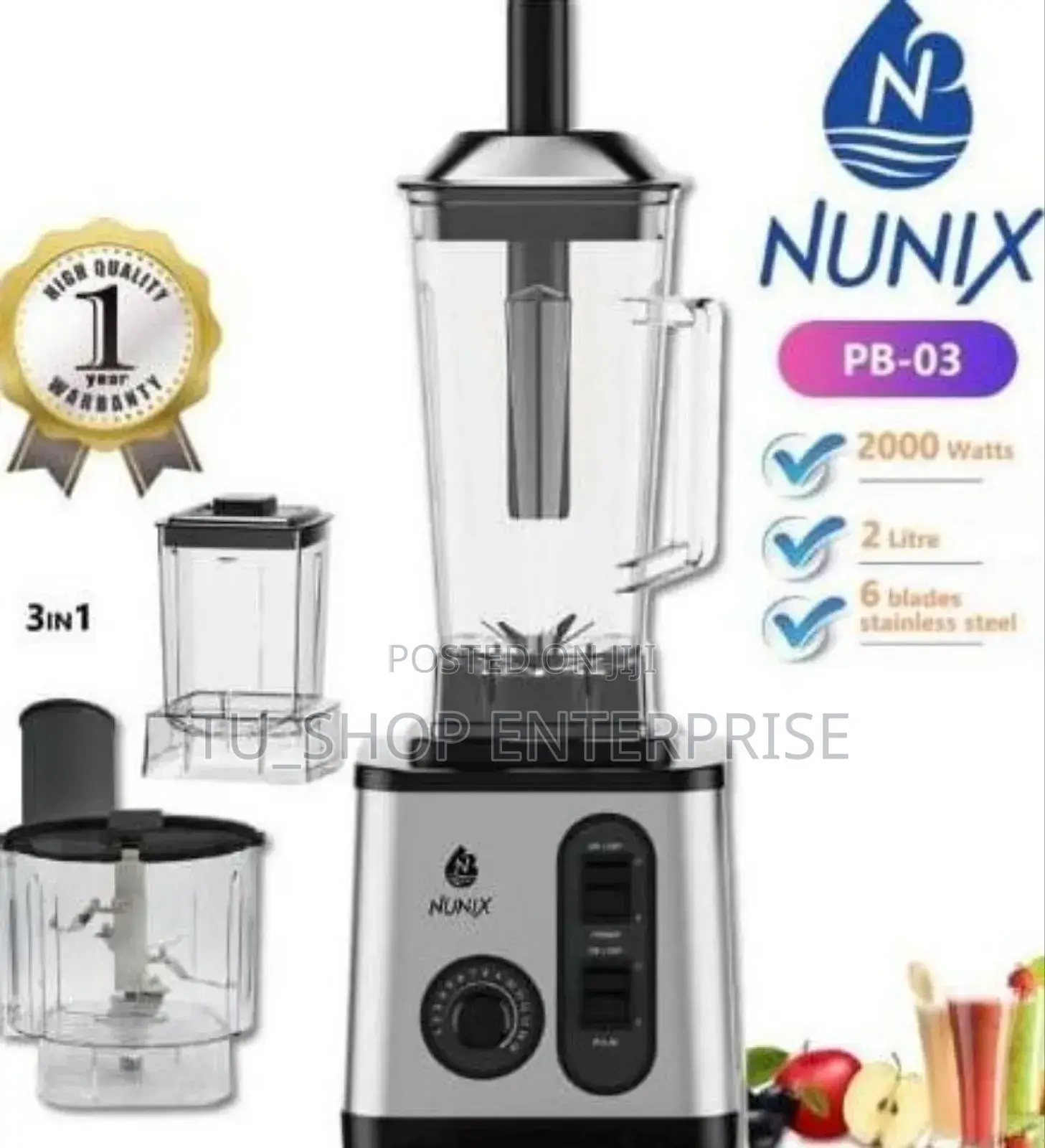 Commercial Blender !!2000 Watts Nunix 3 in 1 Blender